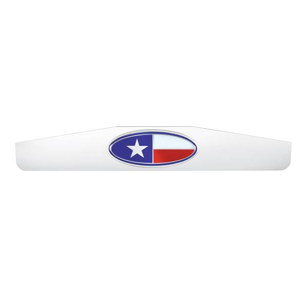 UNITED PACIFIC - UNITED PACIFIC - 67009 - PESO DEL GUARDABARROS INFERIOR CROMADO DE 4" X 24" CON EMBLEMA OVALADO DE LA BANDERA DE TEXAS