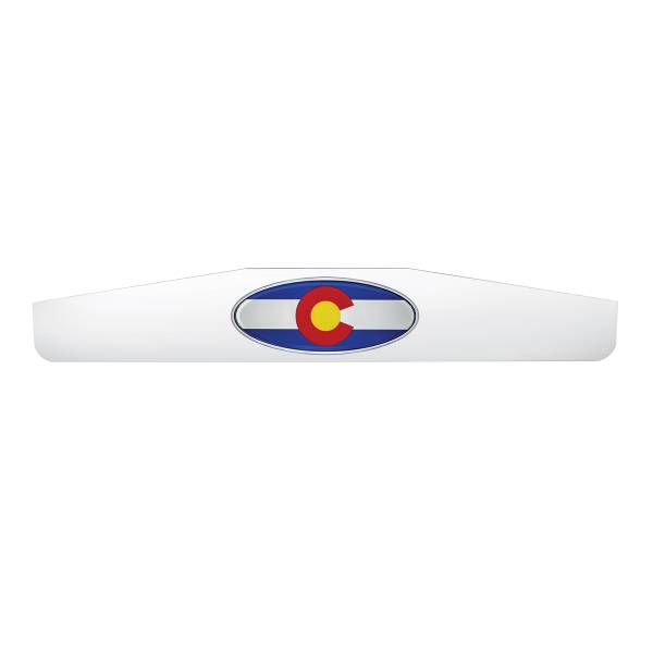 UNITED PACIFIC - UNITED PACIFIC - 67016 - PESO DE GUARDABARROS INFERIOR CROMADO DE 4" X 24" CON EMBLEMA DE BANDERA OVALADA DE COLORADO