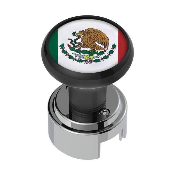 UNITED PACIFIC - UNITED PACIFIC - 70343 - POMO DE CAMBIO DE CAMBIO A ROSCA CON ADAPTADOR DE VELOCIDAD 13/15/18 Y PEGATINA BANDERA DE MÉXICO - NEGRO
