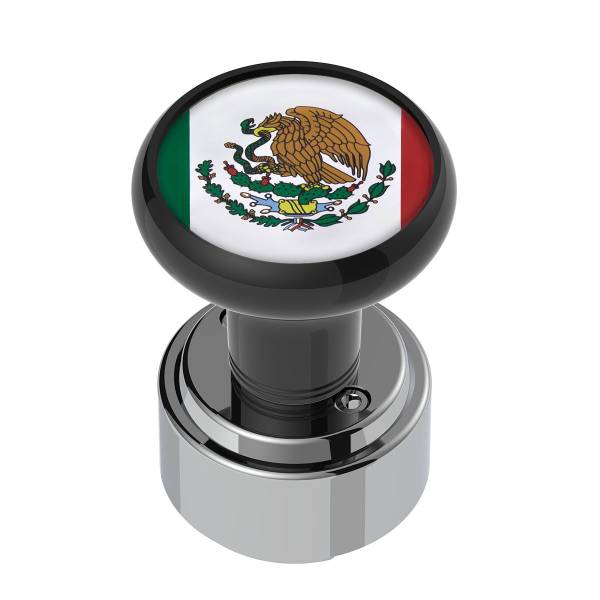 UNITED PACIFIC - UNITED PACIFIC - 70350 - POMO DE CAMBIO DE MARCHAS A ROSCA CON ADAPTADOR DE 9/10 VELOCIDADES Y PEGATINA BANDERA DE MÉXICO - NEGRO