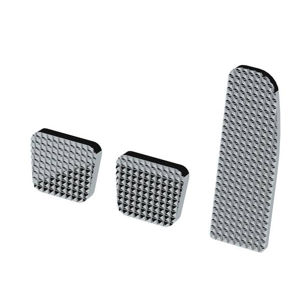 UNITED PACIFIC - UNITED PACIFIC - 70361 - JUEGO DE PEDALES DE DIAMANTE DE ALUMINIO BILLET CROMADO PARA FREIGHTLINER CASCADIA/CORONADO/M3 2008-2017