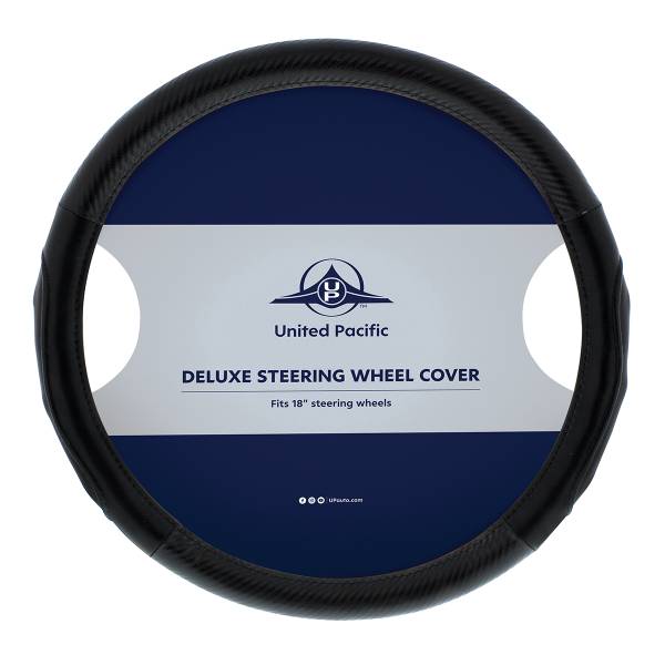 UNITED PACIFIC - UNITED PACIFIC - 70407 - FUNDA PARA VOLANTE CON DISEÑO DE FIBRA DE CARBONO DE 18" - COSTURAS NEGRAS
