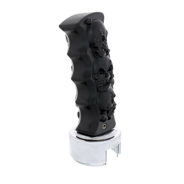UNITED PACIFIC - UNITED PACIFIC - 70668 - POMO DE CAMBIO DE MARCHAS CON MANGO DE PISTOLA SKULLS CON ADAPTADOR DE VELOCIDAD 13/15/18 - NEGRO