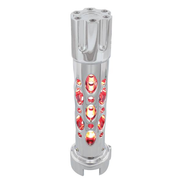 UNITED PACIFIC - UNITED PACIFIC - 70725 - POMO DE CAMBIO DE MARCHAS CON CILINDRO DE PISTOLA ESTILO AUSTIN CON LED ADAPTADOR DE VELOCIDAD 13/15/18 - LED CROMADO/ROJO