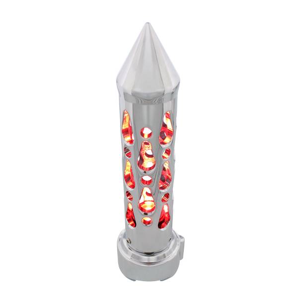 UNITED PACIFIC - UNITED PACIFIC - 70737 - PERILLA DE CAMBIO DE ENGRANAJES ESTILO BROOKLYN CON LED ADAPTADOR DE 9/10 VELOCIDADES - LED CROMADO/ROJO