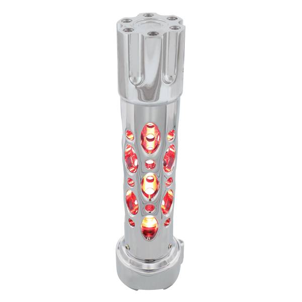 UNITED PACIFIC - UNITED PACIFIC - 70741 - POMO DE CAMBIO DE MARCHAS CON CILINDRO DE PISTOLA ESTILO AUSTIN CON LED ADAPTADOR DE 9/10 VELOCIDADES - LED CROMADO/ROJO