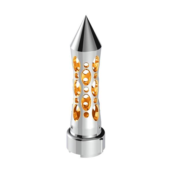 UNITED PACIFIC - UNITED PACIFIC - 70922 - PERILLA DE CAMBIO DE ENGRANAJES CON PICO ESTILO DAYTONA CON ADAPTADOR LED DE 9/10 VELOCIDADES - LED CROMADO/ÁMBAR