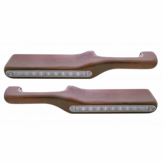 UNITED PACIFIC - UNITED PACIFIC - 87994 - REPOSABRAZOS DE MADERA CON LUZ LED PARA PETERBILT- LED ÁMBAR/LENTE TRANSPARENTE (PAR)