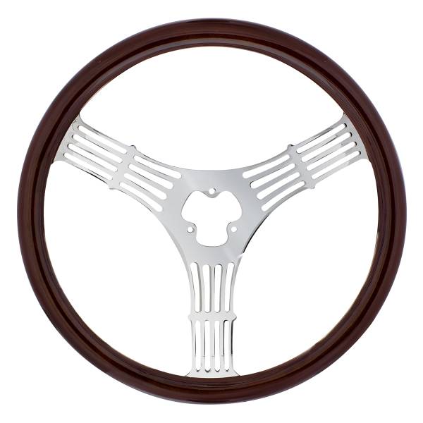 UNITED PACIFIC - UNITED PACIFIC - 88106 - VOLANTE DE ACERO ESTAMPADO DE 18" Y 3 RADIOS CON PUÑO DE MADERA - BANJO