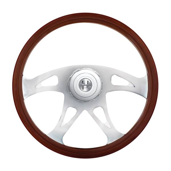 UNITED PACIFIC - UNITED PACIFIC - 88179 - VOLANTE DE MADERA ESTILO BOSS DE 18" CON KIT DE BOTÓN DE BUJE Y BOCINA PARA PETERBILT (2006+) Y KENWORTH (2003+)