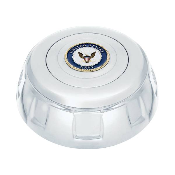 UNITED PACIFIC - UNITED PACIFIC - 88195 - BOTÓN DE BOCINA DEL VOLANTE DE ALUMINIO CROMADO CON MEDALLÓN DE METAL, US NAVY
