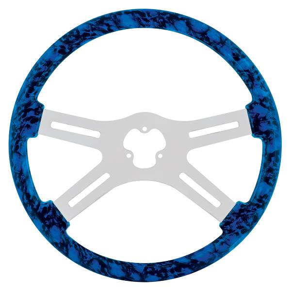 UNITED PACIFIC - UNITED PACIFIC - 88235 - VOLANTE 18" SKULL SÓLO CON ACABADO HYDRO-DIP MADERA - AZUL