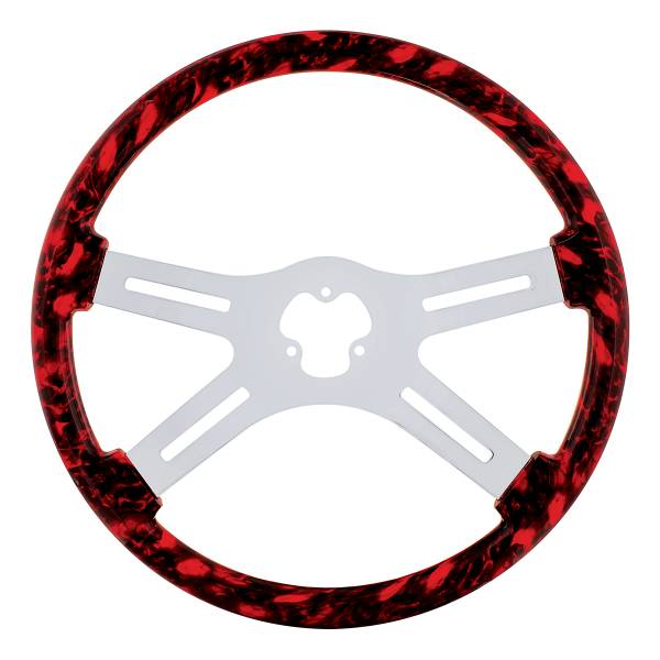 UNITED PACIFIC - UNITED PACIFIC - 88236 - VOLANTE 18" SKULL SÓLO CON ACABADO HYDRO-DIP MADERA - ROJO