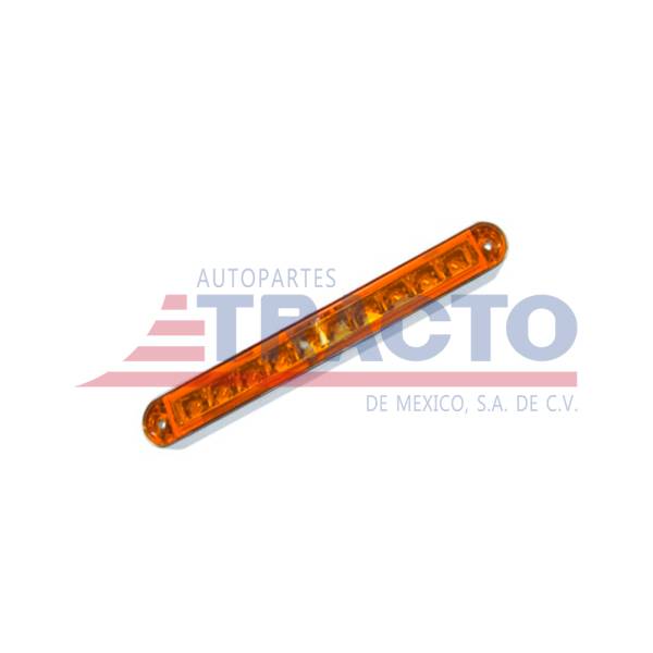 ATM - ATM - 1028A - PLAFON BARRA ATM 10 LEDS AMBAR 6 1/2" X 3/4" X 3/4" BISEL PLASTICO CROMADO 12-24V