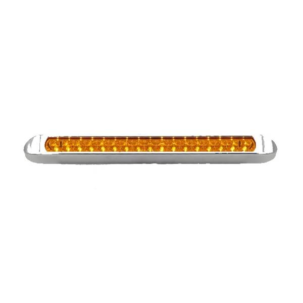 ATM - ATM - 1026A - PLAFON BARRA ATM 17 LEDS AMBAR 13" X 1" X 1 1/8" BISEL CROMADO 12-24V