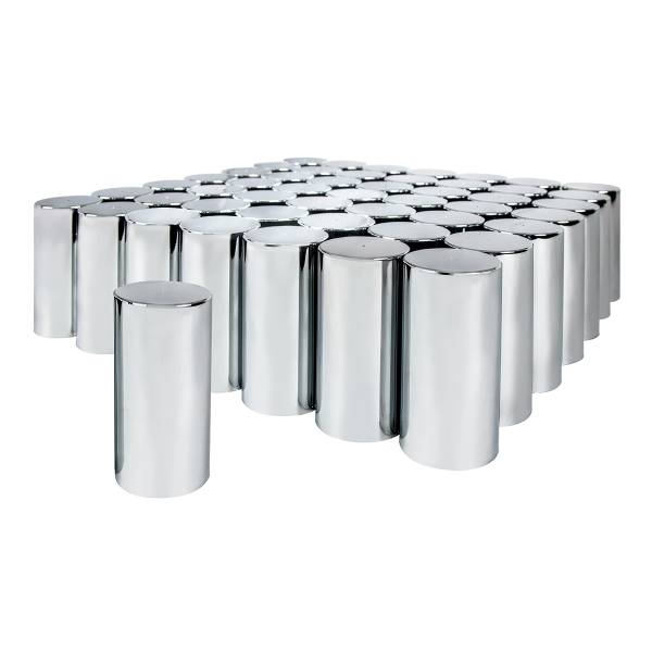 UNITED PACIFIC - UNITED PACIFIC - 10034CB - TAPAS DE TUERCA DE CILINDRO ALTAS DE PLÁSTICO CROMADO DE 33 MM X 4-1/4" - ROSCABLES (PAQUETE DE 60)