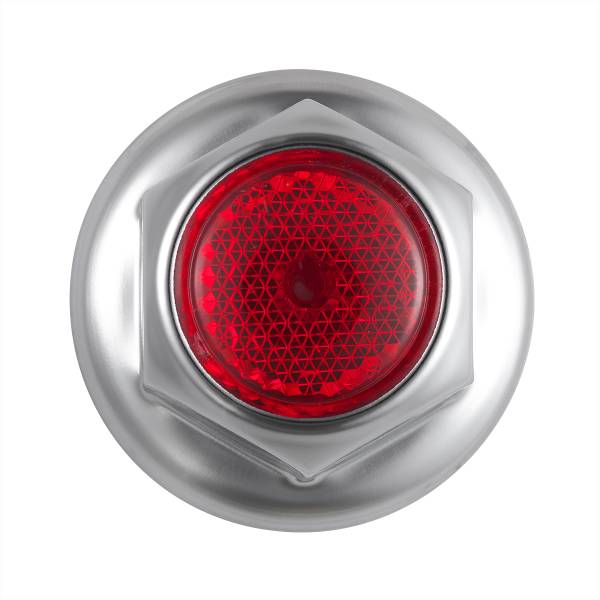 UNITED PACIFIC - UNITED PACIFIC - 10039 - TAPA DE TUERCA REFLECTOR DE ACERO CROMADO DE 33 MM X 2" CON BRIDA - ROJO