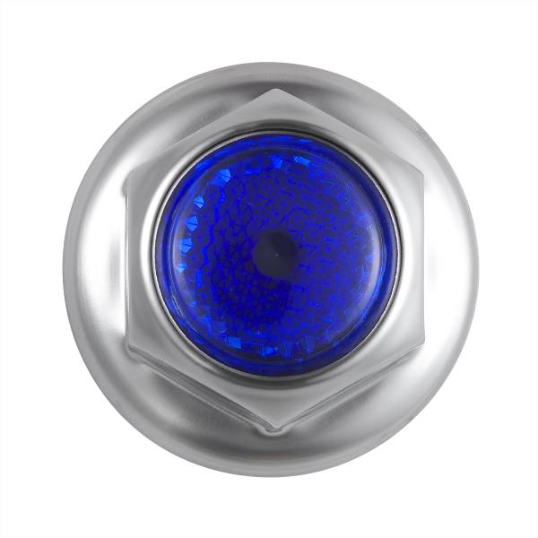 UNITED PACIFIC - UNITED PACIFIC - 10041 - TAPA DE TUERCA REFLECTOR DE ACERO CROMADO DE 33 MM X 2" CON BRIDA - AZUL