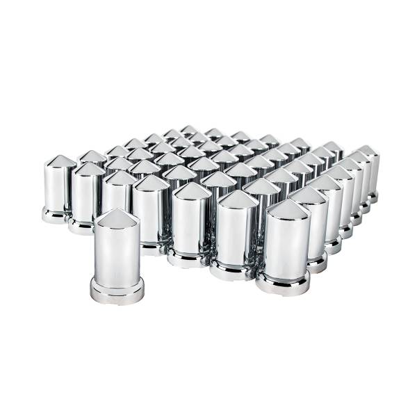 UNITED PACIFIC - UNITED PACIFIC - 10117CB - TAPAS DE TUERCA PUNTADAS DE PLÁSTICO CROMADO DE 33 MM X 3-3/16" CON BRIDA - A PRESIÓN (PAQUETE DE 60)
