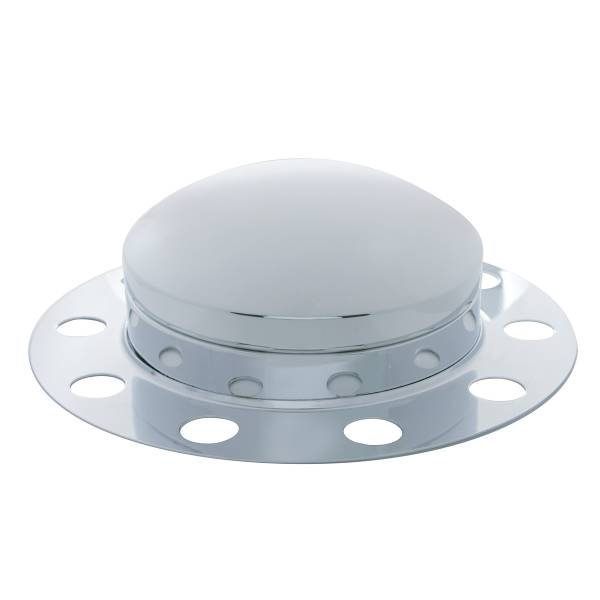 UNITED PACIFIC - UNITED PACIFIC - 10123 - KIT DE 3 TAPAS DE EJE DELANTERO CROMADO DOMO PARA RUEDA DE ACERO/ALUMINIO