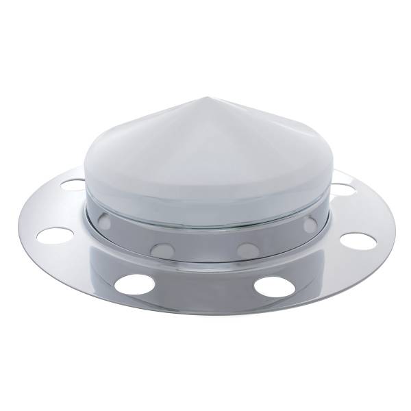 UNITED PACIFIC - UNITED PACIFIC - 10137 - KIT DE 3 PIEZAS DE TAPA DE EJE DELANTERO EN PUNTA CROMADA PARA TAPA DE TUERCA DE 33 MM - RUEDA DE ACERO/ALUMINIO (8 AGUJEROS)