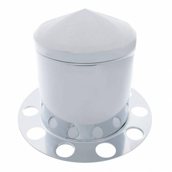 UNITED PACIFIC - UNITED PACIFIC - 10224 - KIT DE 3 PIEZAS DE CUBIERTA DE EJE TRASERO PUNTA CROMADA PARA TAPA DE TUERCA DE 1-1/2" - RUEDA DE ACERO