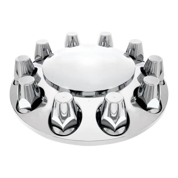 UNITED PACIFIC - UNITED PACIFIC - 10257 - TAPA EJE DELANTERO DOMO CON TAPAS DE TUERCAS A ROSCA ESTÁNDAR DE 33MM - CROMADA (CAJA DE COLORES)