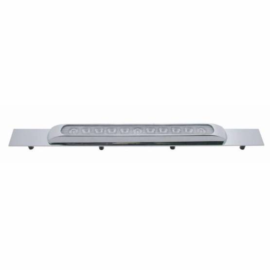 UNITED PACIFIC - UNITED PACIFIC - 10393 - PLACA DE GUARDABARROS SUPERIOR CROMADA CON BISEL Y BARRA DE LUCES DE 11 LED DE 17" - LED ÁMBAR/LENTE TRANSPARENTE (CADA UNO)