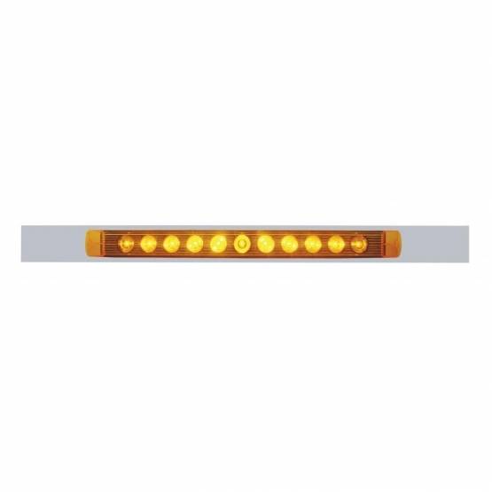 UNITED PACIFIC - UNITED PACIFIC - 10395 - PLACA DE GUARDABARROS SUPERIOR CROMADA CON BARRA DE LUCES DE 11 LED DE 17" - LED ÁMBAR/LEENTE ÁMBAR (CADA UNO)