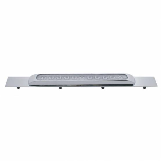 UNITED PACIFIC - UNITED PACIFIC - 10398 - PLACA DE GUARDABARROS SUPERIOR CROMADA CON BARRA DE LUCES DE 11 LED DE 17" - LED ROJO/LENTE TRANSPARENTE (CADA UNO)