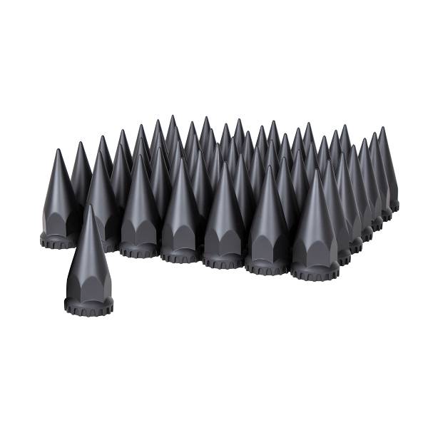 UNITED PACIFIC - UNITED PACIFIC - 10548CB - TAPAS DE TUERCAS DE ESPIGA NEGRAS MATE DE 33 MM X 4-3/4" CON BRIDA, ROSCADAS (PAQUETE DE 60)