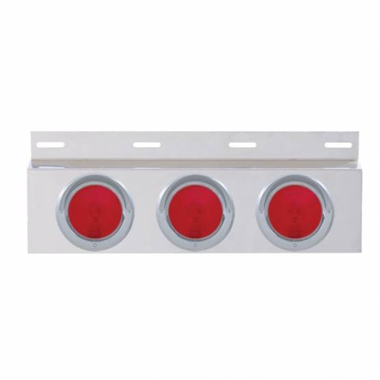 UNITED PACIFIC - UNITED PACIFIC - 10644 - PLACA DE GUARDABARROS SUPERIOR DE INOXIDABLE CON TRES LUCES DE 4" Y VISERA - LENTE ROJA (CADA UNO)