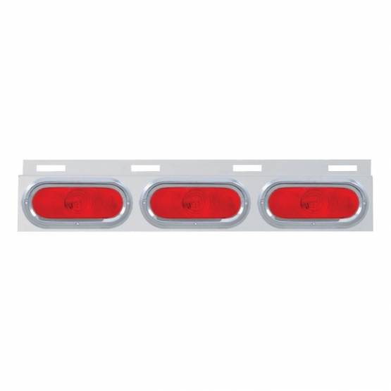 UNITED PACIFIC - UNITED PACIFIC - 10658 - PLACA DE GUARDABARROS SUPERIOR DE INOXIDABLE CON 3 LUCES OVALADAS Y VISERA - LENTE ROJA (CADA UNO)