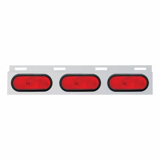 UNITED PACIFIC - UNITED PACIFIC - 10659 - PLACA DE GUARDABARROS SUPERIOR DE INOXIDABLE CON 3 LUCES OVALADAS Y OJAL - LENTE ROJA (CADA UNO)
