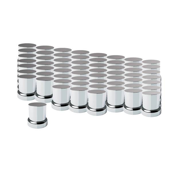UNITED PACIFIC - UNITED PACIFIC - 10772CB - TAPAS DE TUERCAS SUPERIORES PLANAS DE PLÁSTICO CROMADO DE 33 MM X 2" CON BRIDA - A PRESIÓN (CAJA DE COLOR DE 60)