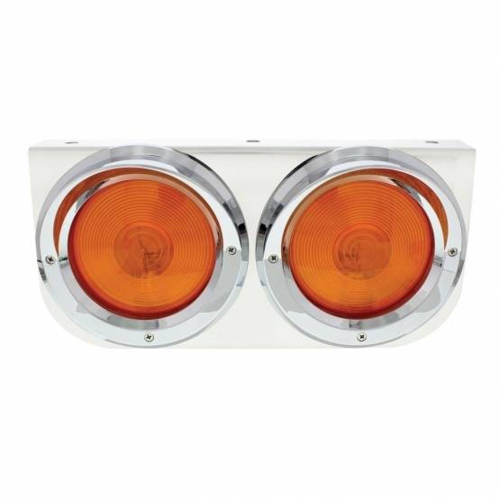 UNITED PACIFIC - UNITED PACIFIC - 20390 - SOPORTE DE LUCES DE INOXIDABLE CON 2 LUCES Y VISORES DE 4" - LENTE ÁMBAR
