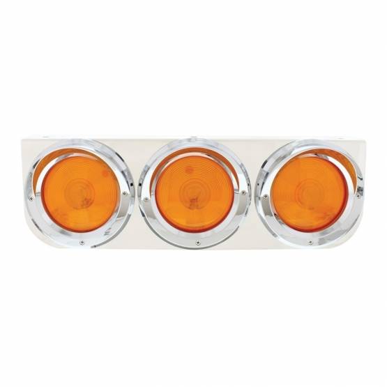 UNITED PACIFIC - UNITED PACIFIC - 20391 - SOPORTE DE LUCES DE INOXIDABLE CON 3 LUCES Y VISORES DE 4" - LENTE ÁMBAR