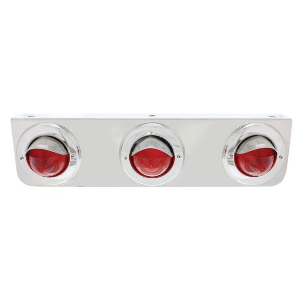UNITED PACIFIC - UNITED PACIFIC - 20495 - SOPORTE DE ACERO INOXIDABLE CON 3 LUCES DE LIQUIDACIÓN ROJAS BEEHIVE Y BISELES DE VISERA