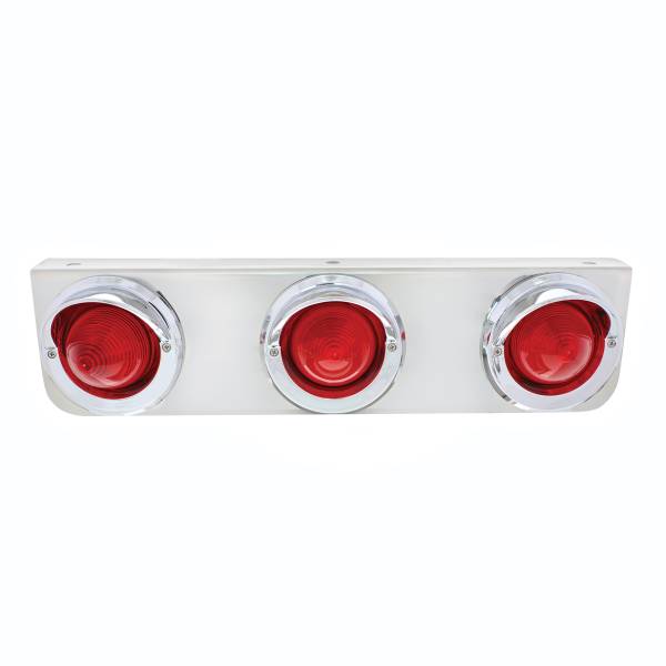 UNITED PACIFIC - UNITED PACIFIC - 20500 - SOPORTE DE ACERO INOXIDABLE CON 3 LUCES ROJAS Y BISELES DE VISERA CROMADOS