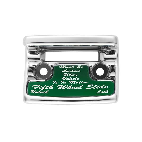 UNITED PACIFIC - UNITED PACIFIC - 21021 - PROTECCIÓN DEL INTERRUPTOR DE QUINTA RUEDA DE PLÁSTICO CROMADO CON PEGATINA BRILLANTE PARA FREIGHTLINER CLASSIC 1990-2010 - PEGATINA VERDE