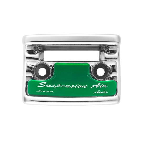 UNITED PACIFIC - UNITED PACIFIC - 21027 - PROTECCIÓN DEL INTERRUPTOR DE AIRE DE SUSPENSIÓN DE PLÁSTICO CROMADO CON ETIQUETA BRILLANTE PARA FREIGHTLINER 1990-2010 CLASSIC-GREEN
