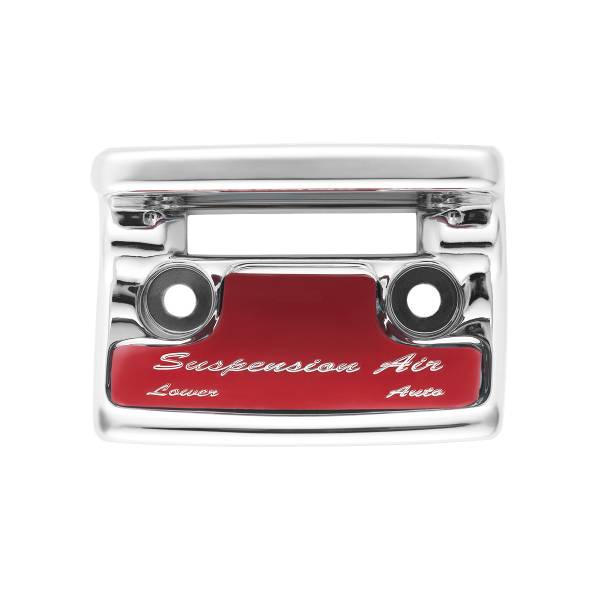 UNITED PACIFIC - UNITED PACIFIC - 21030 - PROTECCIÓN DEL INTERRUPTOR DE AIRE DE SUSPENSIÓN DE PLÁSTICO CROMADO CON ETIQUETA BRILLANTE PARA FREIGHTLINER 1990-2010 CLASSIC-ROJO