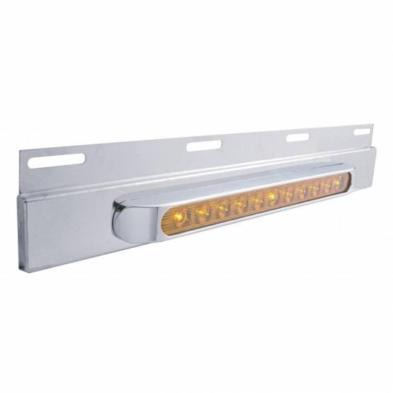UNITED PACIFIC - UNITED PACIFIC - 21425 - PLACA DE GUARDABARROS SUPERIOR DE INOXIDABLE CON BISEL Y BARRA DE LUCES DE 11 LED DE 17" - LED ÁMBAR/LENTE ÁMBAR (CADA UNO)