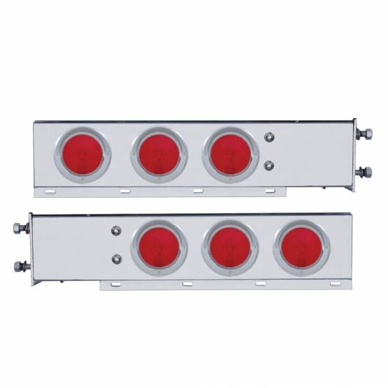 UNITED PACIFIC - UNITED PACIFIC - 22240 - BARRA DE LUCES CON RESORTE DE INOXIDABLE DE LUJO CON PATRÓN DE PERNOS DE 3-3/4" CON LUCES Y VISORES DE 6X 4" (PAR)