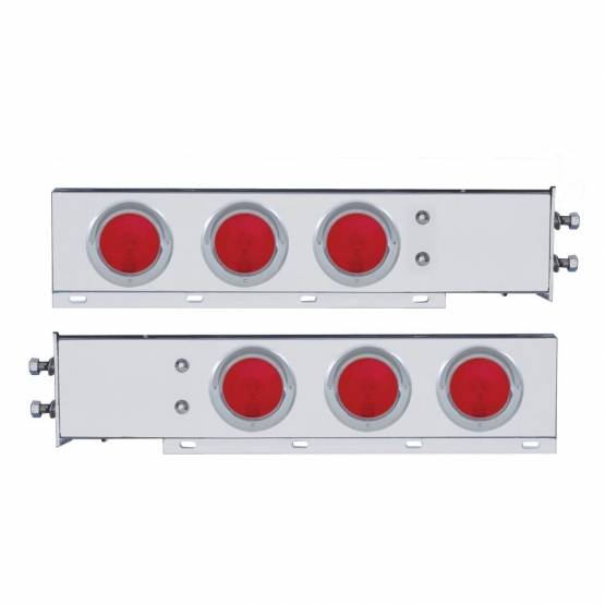 UNITED PACIFIC - UNITED PACIFIC - 22352 - BARRA DE LUCES CON RESORTE DE ACERO INOXIDABLE CON PATRÓN DE PERNOS DE 2" CON LUCES Y VISORES DE 6X 4" (PAR)