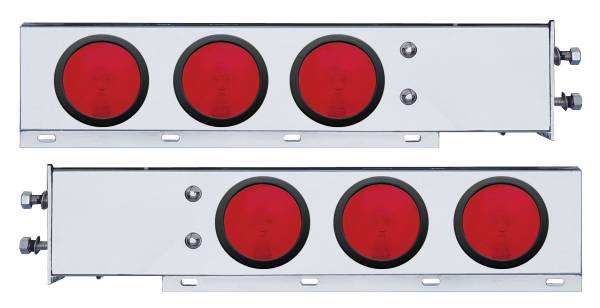 UNITED PACIFIC - UNITED PACIFIC - 22357 - BARRA DE LUCES CON RESORTE DE ACERO INOXIDABLE CON PATRÓN DE PERNOS DE 2-1/2" CON LUCES Y OJALES DE 6X 4" (PAR)