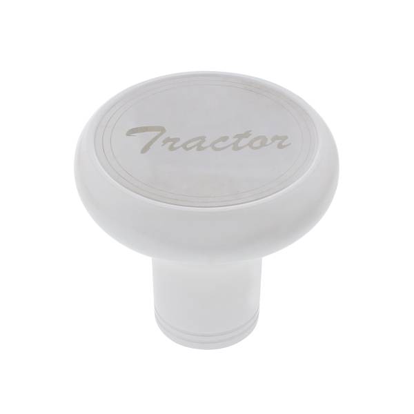 UNITED PACIFIC - UNITED PACIFIC - 22956 - PERILLA DE VÁLVULA DE AIRE DE ALUMINIO DE LUJO CON PLACA "TRACTOR" DE INOXIDABLE - BLANCO PERLA