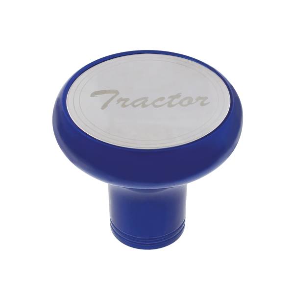 UNITED PACIFIC - UNITED PACIFIC - 22964 - PERILLA DE VÁLVULA DE AIRE DE ALUMINIO DE LUJO CON PLACA DE TRACTOR DE INOXIDABLE - AZUL ÍNDIGO