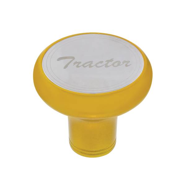 UNITED PACIFIC - UNITED PACIFIC - 22968 - PERILLA DE VÁLVULA DE AIRE DE ALUMINIO DE LUJO CON PLACA DE TRACTOR DE INOXIDABLE - AMARILLO ELÉCTRICO