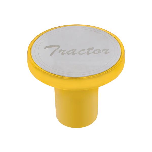 UNITED PACIFIC - UNITED PACIFIC - 22983 - POMO DE VÁLVULA DE AIRE DE TORNILLO DE ALUMINIO CON PLACA DE TRACTOR DE INOXIDABLE - AMARILLO ELÉCTRICO